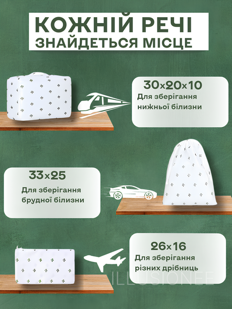 Органайзери набір органайзерів 9в1 дорожній для зберігання одягу взуття білизни косметики аксесуарів організація багажу компактне зберігання сумки чохли для чемодана ручної кладі поїздок подорожей водонепроникні складна конструкція кактуси 3DTOYSLAMP - зображення 3