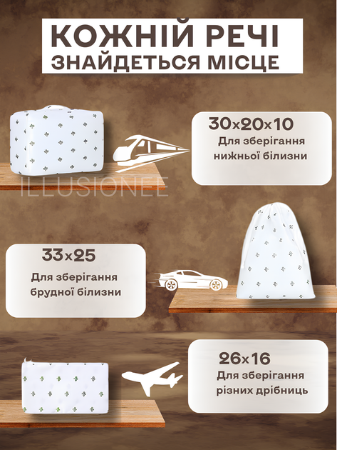 Органайзери набір органайзерів 12в1 дорожній для зберігання одягу взуття білизни косметики аксесуарів організація багажу компактне зберігання сумки чохли для чемодана ручної кладі поїздок подорожей водонепроникні складна конструкція кактуси 3DTOYSLAMP - зображення 6