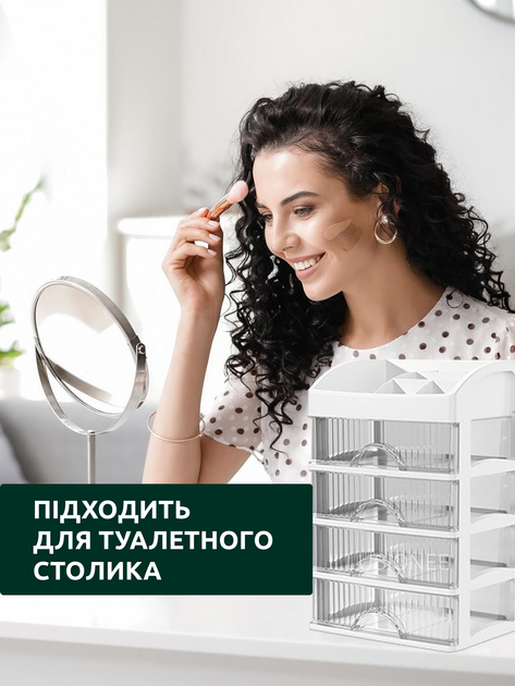Настольный органайзер мини комодик подставка настольная на стол компактный настольный бокс комод для хранения канцелярии косметики украшений бижутерии аксессуаров мелочей 5 ярусный с 4 выдвижными ящиками пластиковый 33 × 22 × 16,5 см белый 3DTOYSLAMP - изображение 8
