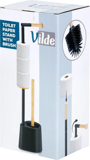 Підставка для туалетного паперу і туалетної щітки Vilde 567023 Чорна - зображення 3
