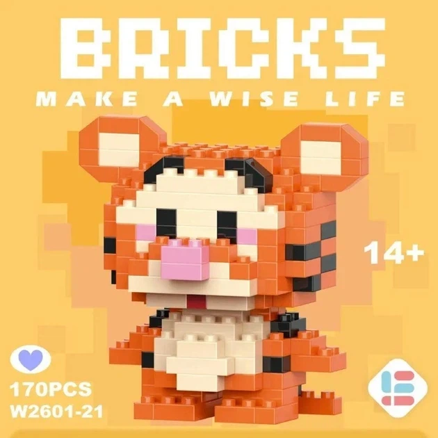 Дитячий 3D конструктор / пазл Bricks "Тигрюля"из Вінні Пуха розвиваючий висотою 5.8 см (1000-ZB-1604) - зображення 4