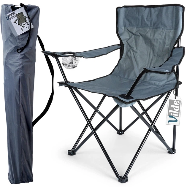Туристичне крісло Vilde 489279 розкладне Темно-сірий (5904316470692) - зображення 7