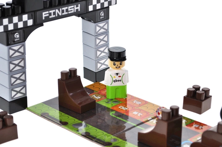 Klocki konstrukcyjne Marioinex Block and Steps 3 w 1 Tor motocyklowy + Gra planszowa 40 elementów QB300-103 (4823037611980) - obraz 6