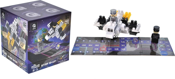 Klocki konstrukcyjne Marioinex Block and Steps 3 w 1 Statek kosmiczny + Gra planszowa 40 elementów QB2000 (4823037612000) - obraz 5