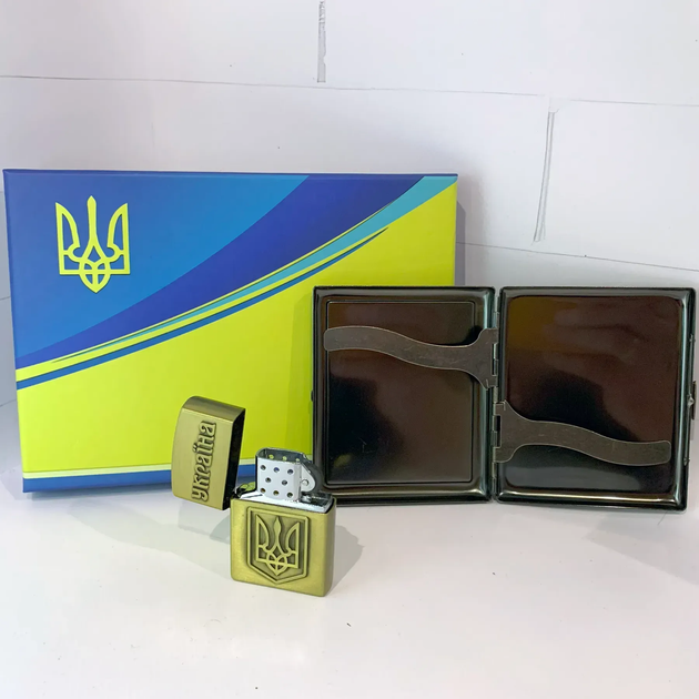 Портсигар на 20 сигарет и Зажигалка Украина Герб - Фото 2 Портсигар на 20 сигарет и Зажигалка Украина Герб - изображение 2