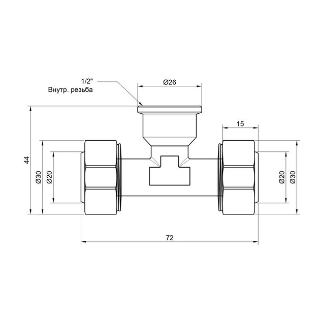 Тройник обжимной SD Plus 20х1/2"х20 ВР SD159W201520 - изображение 2