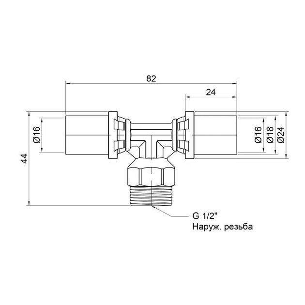 Трійник прес Icma 16х1/2"х16 ЗР No407 - зображення 2