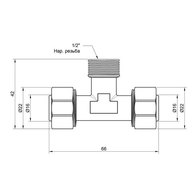 Трійник обжимний Thermo Alliance Standart 16х1/2"х16 ЗР SD160W161516 - зображення 2