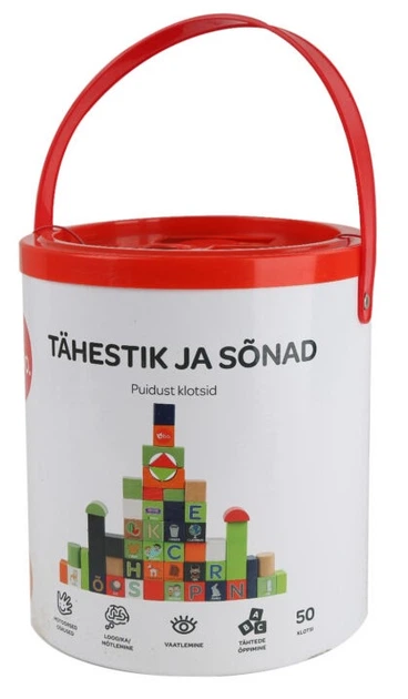 Дерев'яний конструктор bo. Alphabet and Words естонська мова 50 елементів (4743199012046) - зображення 3