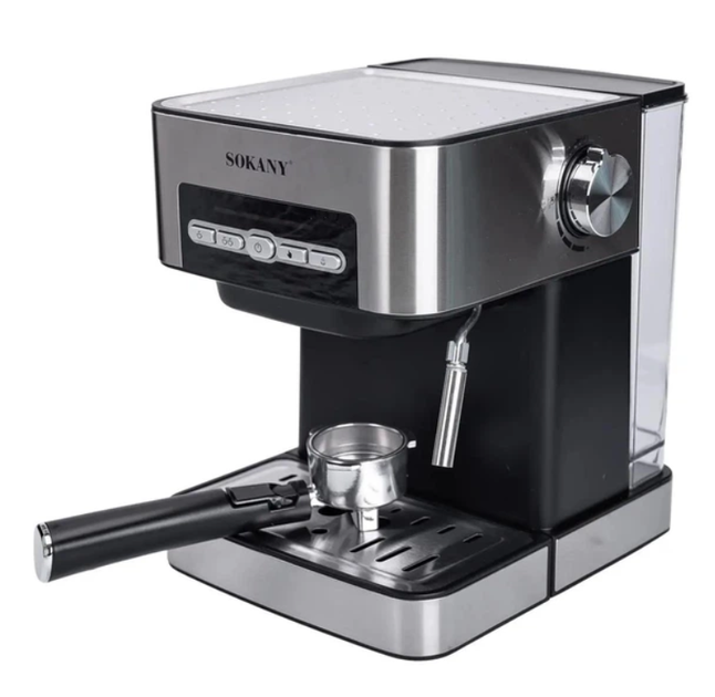 Кофеварка рожковая Sokany SK-6862 1.6л кофемашина для дома с трубкой для молока 850 Вт - изображение 4
