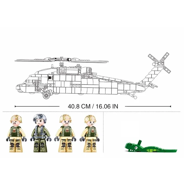 Конструктор Вертолет Черный ястреб Sluban ModelBricks, 692 детали - Фото 3 Конструктор Вертолет Черный ястреб Sluban ModelBricks, 692 детали - изображение 3