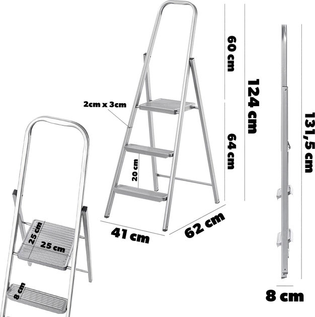 Сталева драбина Kadax Ewo 3-ступінчаста багатофункціональна K9811 (5903699493878) - зображення 4