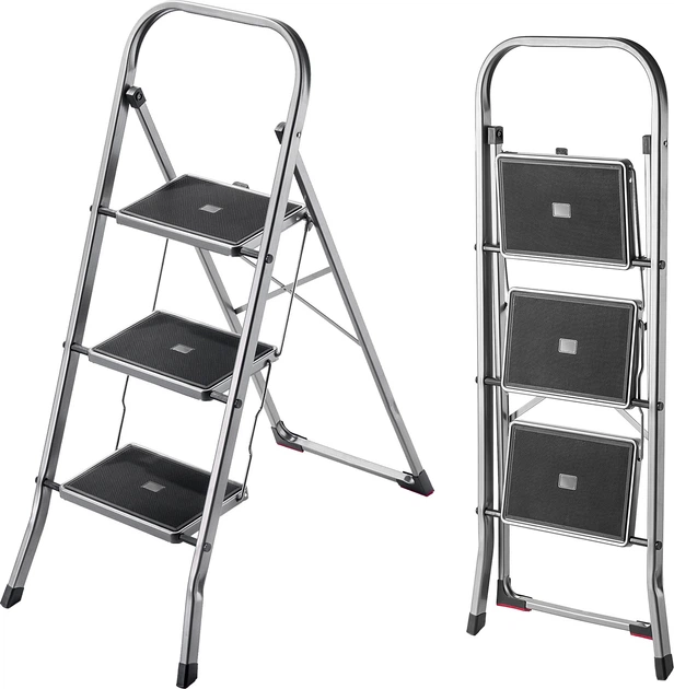 Алюмінієва драбина Kadax Borne 3 сходинки Срібляста K8087 (5903699473788) - зображення 3