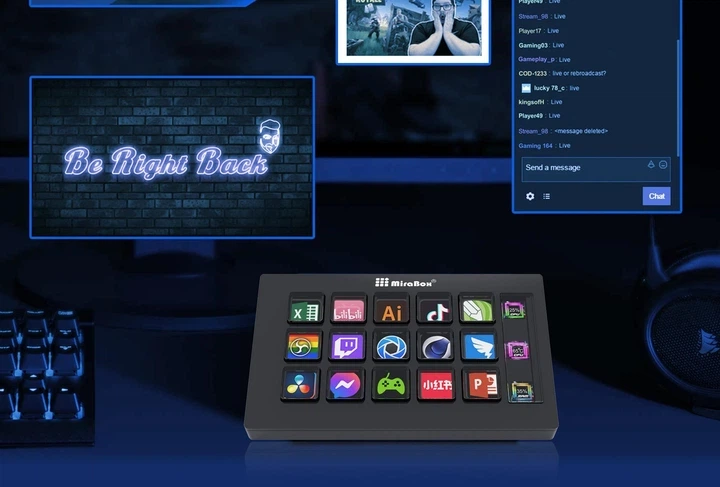 Міні-клавіатура консольна панель MiraBox 293S Stream Controller, Studio Deck, 15 макропрограмованих клавіш, дії в програмах і SoftwarSe, таких як OBS, Twitch, YouTube тощо, для потокового передавання, ігор, роботи з Mac і ПК, Чорна - зображення 3
