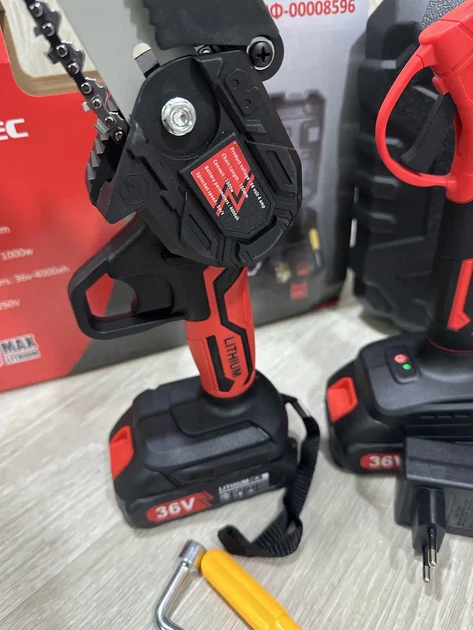 Набор 2в1 аккумуляторный Krafftec 36V 4Ah (минипила+секатор) профессиональный садовый комплект с 2 АКБ и кейсом - изображение 9