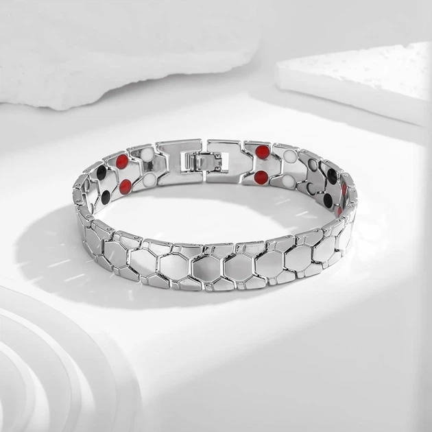 Титановый браслет со вставками MagnyCharm, серебристый, 20 см - изображение 3