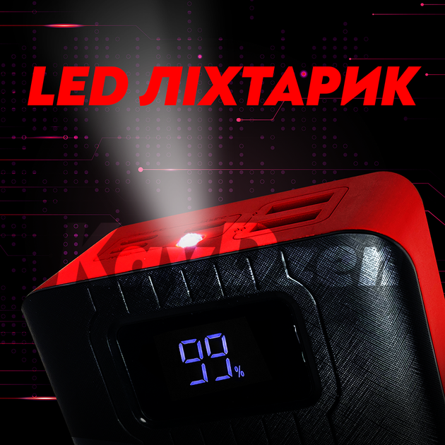 Повербанк умб 40000 mAh Andowl power bank Q-CD701X2 павербанк з usb ліхтариком для телефону роутера зовнішній портативний акумулятор з дисплеєм повербанки великої ємності червоно чорний - зображення 5