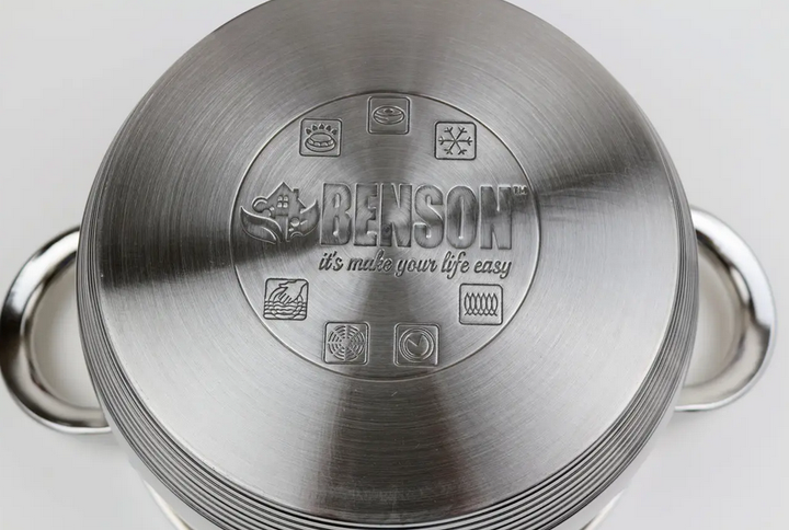Кастрюля Benson из нержавеющей стали стеклянная крышка 5.1 л (BN-598) - Фото 2 Кастрюля Benson из нержавеющей стали стеклянная крышка 5.1 л (BN-598) - изображение 2