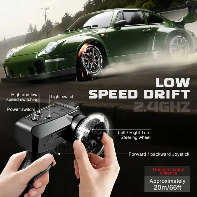 Машинка на радиоуправлении Nissan 1:24 дрифт 4WD 2.4GHz с LED подсветкой серая RC авто до 60 м - изображение 8