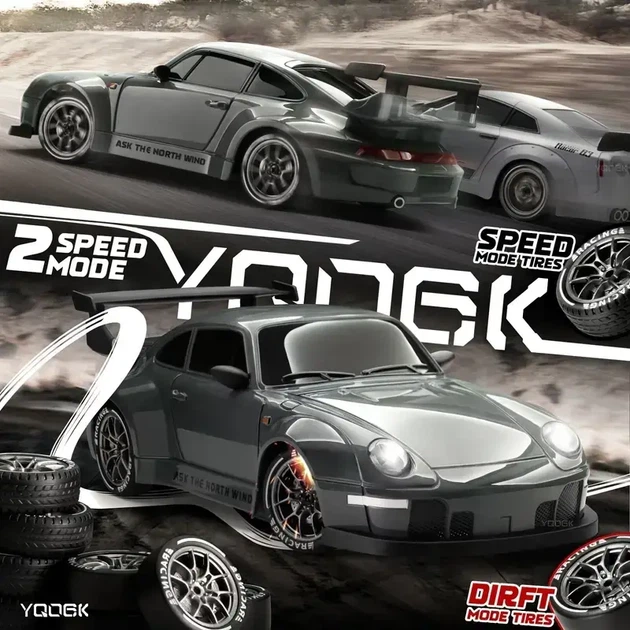 RC Машинка для дрифта 1:24 4WD 2.4GHz с LED-фарами Радиоуправляемая машина с конусами | Серо - изображение 6