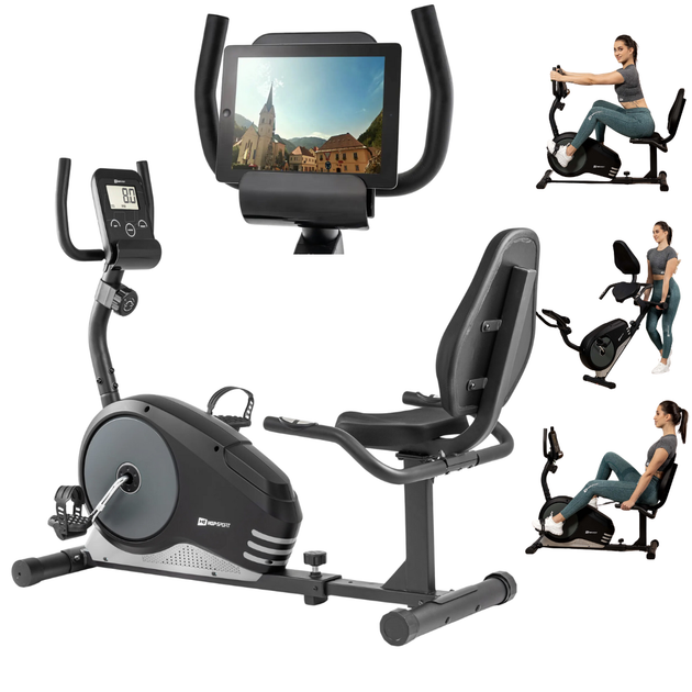 Велотренажер Hop-Sport HS-040L Root черно-серебристый. Горизонтальный, магнитный, до 120 кг, для реабилитации, дома - изображение 11