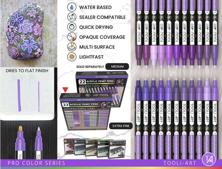 Акриловые маркеры Tooli-Art Purple Tones Pro 22 цвета 0.7mm Extra Fine - изображение 6