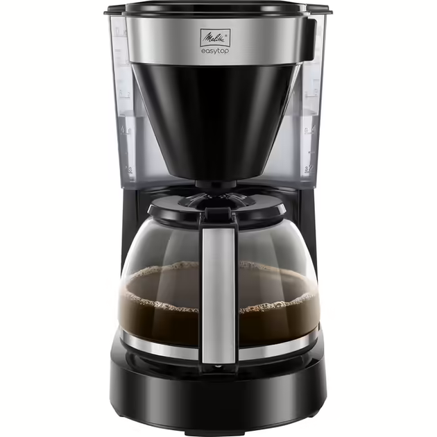 Крапельна фільтр-кавоварка Melitta Easy Top Timer (1010-04) з вбудованим дисплеєм та скляним глечиком на 10-15 чашок, чорна нержав - Фото 4 Крапельна фільтр-кавоварка Melitta Easy Top Timer (1010-04) з вбудованим дисплеєм та скляним глечиком на 10-15 чашок, чорна нержав - зображення 4