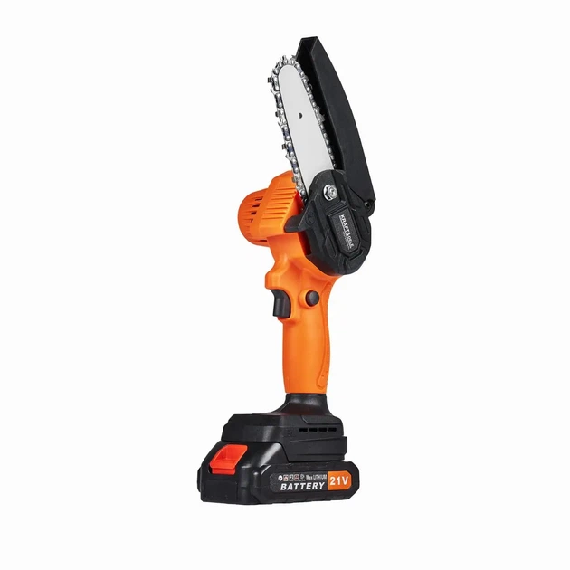 Аккумуляторная мини-цепная пила Kraft&Dele KD10627, 4", 7 м/с, с 2 аккумуляторами, оранжевая - изображение 2