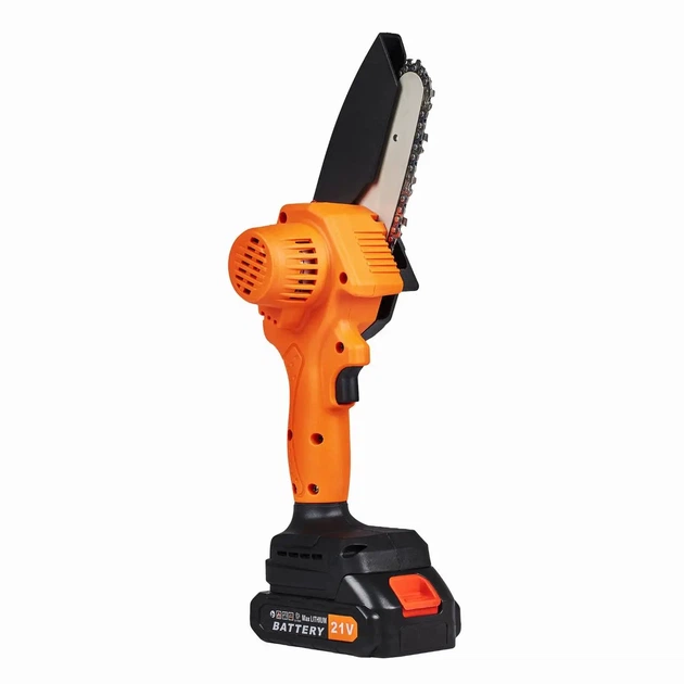 Аккумуляторная мини-цепная пила Kraft&Dele KD10627, 4", 7 м/с, с 2 аккумуляторами, оранжевая - изображение 3