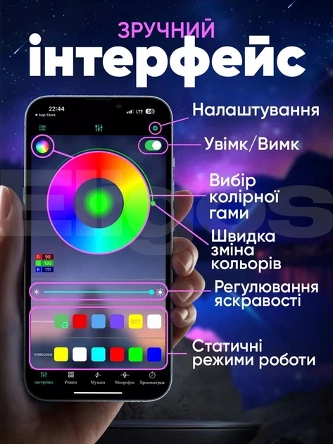 Світлодіодна клейка LED стрічка RGB 5050 10 метрів з пультом USB 5V Bluetooth - зображення 6