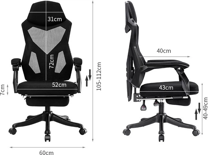 Офісне крісло Hedo ергономічне обертове з підголівником та підставкою для ніг Чорне 56937 (5902734872739) - зображення 2