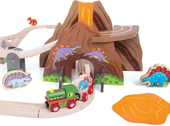 Дерев'яний залізничний набір  Bigjigs Rail Dinosaurs 49 елементів (0691621090350) - зображення 3