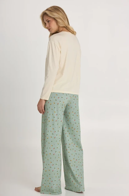 Пижама женская хлопковая c брюками ELLEN коллекция GREEN MEADOW LPK 0880/13/01k XL Молочный с мятным - Фото 2 Пижама женская хлопковая c брюками ELLEN коллекция GREEN MEADOW LPK 0880/13/01k XL Молочный с мятным - изображение 2