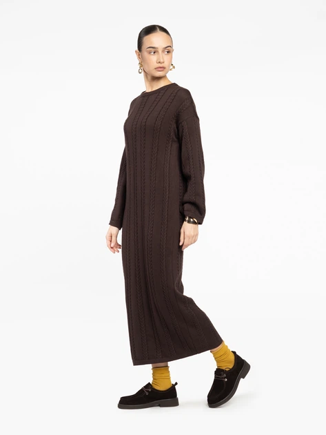 Сукня довжини міді коричнева трикотажна Arber Dress t-neck D4 WTR-229 XL коричневий (W22.14.38.531) - зображення 3