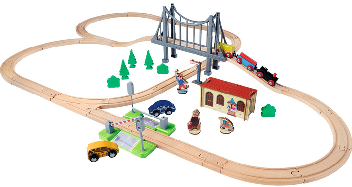 Дерев'яний набір Eichhorn Залізничний комплекс з мостом 55 елементів (4003046009248) - зображення 4