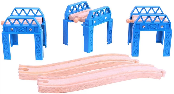 Zestaw drewniany Bigjigs Rail Tory do budowy mostu (0691621090565) - obraz 2