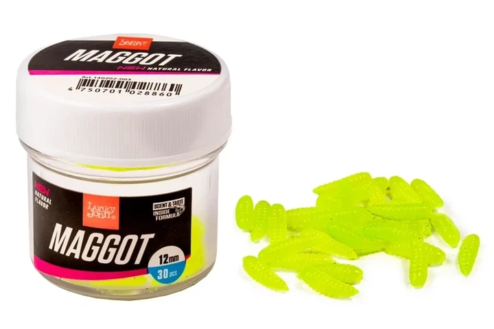 Опарыш силиконовый Lucky John Maggot 12мм/30шт, цвет: зеленый (4308580004) - Фото 1 Опарыш силиконовый Lucky John Maggot 12мм/30шт, цвет: зеленый (4308580004) - изображение 1