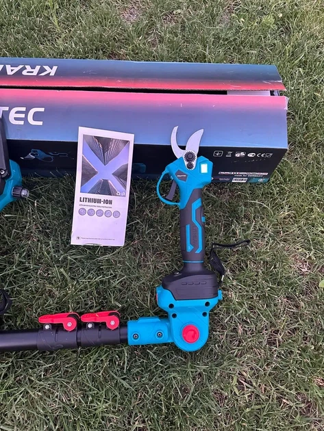 Аккумуляторный садовый набор 3в1 Krafftec 42 V с секатором, мини-пилой и телескопической штангой до 2,7 метра для обрезки деревьев и ухода за садом - изображение 6