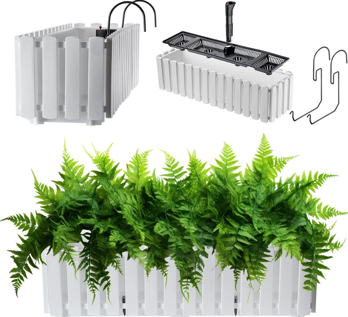 Skrzynia balkonowa Kadax Glifada 58 x 18 x 16.5 cm Biała (K8430) - obraz 4