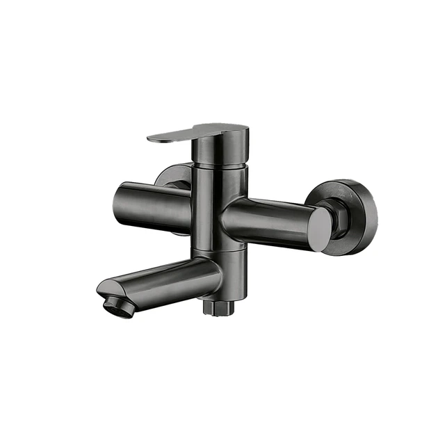 Brinex Pure 006 Змішувач для ванни з коротким поворотним виливом та з душовим гарнітуром Graphite - зображення 2