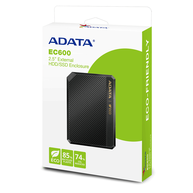 Зовнішня кишеня для накопичувача A-DATA EC600 для 2.5'' HDD/SSD USB3.2 Gen2 Black (EC600-BCBK) - зображення 2