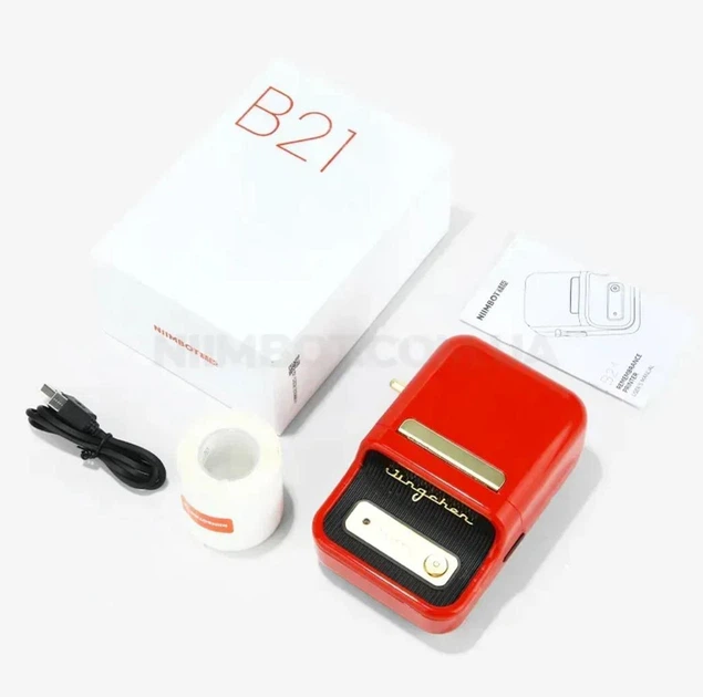 Термопринтер для друку етикеток NIIMBOT B21 + етикетки T50*30 у комплекті (Red) - Фото 11 Термопринтер для друку етикеток NIIMBOT B21 + етикетки T50*30 у комплекті (Red) - изображение 11