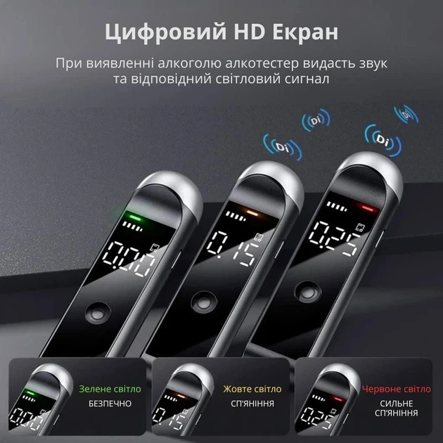 Високоточний алкотестер з акумулятором безконтактний Bodasan MR10 Black (18569) - зображення 4