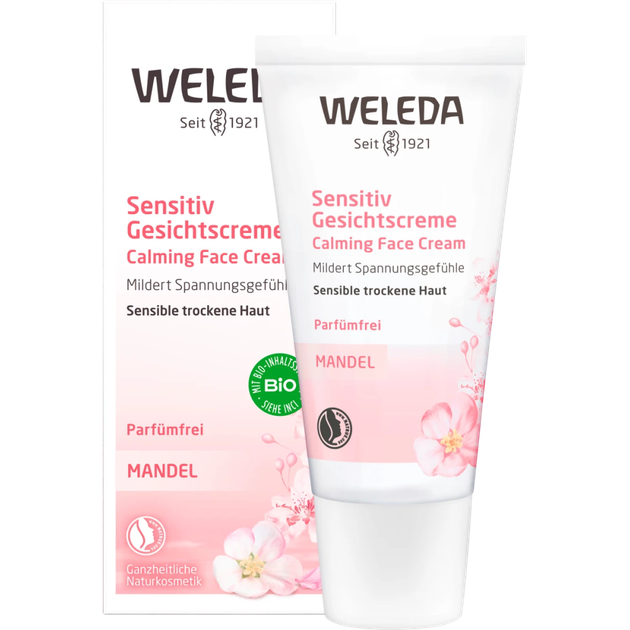 Успокаивающий крем для чувствительной кожи Weleda Sensitive gesichtscreme calming face cream (с миндалем и витаминами) 30 мл Box 6шт - изображение 3