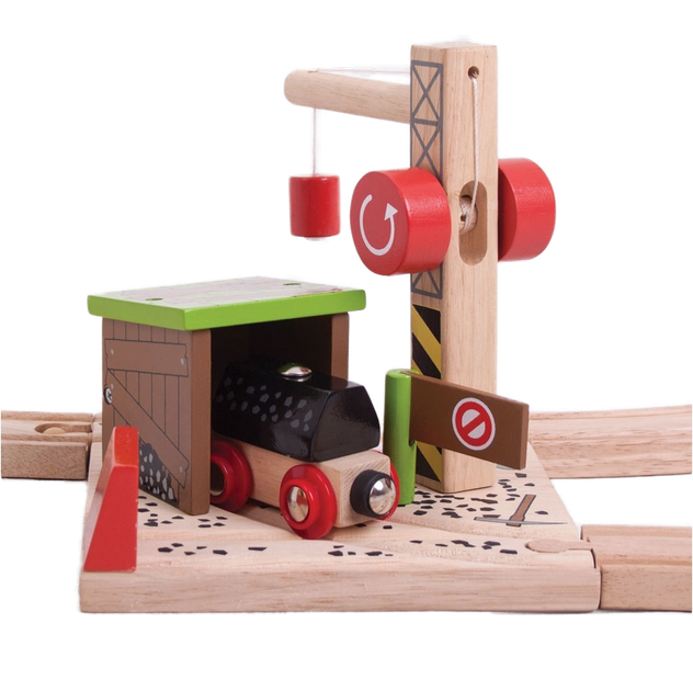 Drewniany zestaw Bigjigs Rail Kopalnia węgla z dźwigiem (0691621092552) - obraz 4