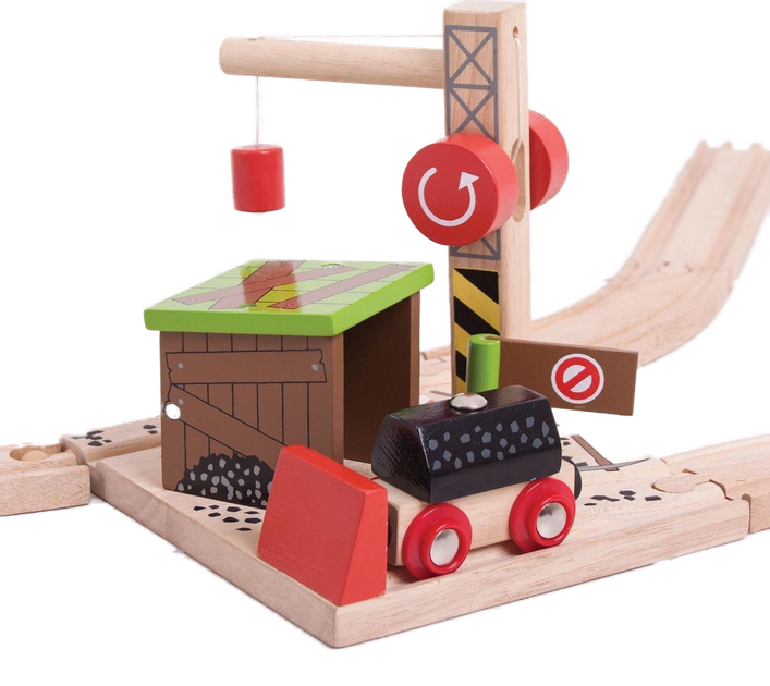 Drewniany zestaw Bigjigs Rail Kopalnia węgla z dźwigiem (0691621092552) - obraz 5