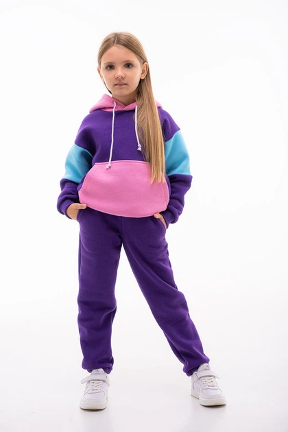Детский спортивный утепленный костюм Kindamor Warm Beauty Purple для девочки, флис 140 см фиолетовый с розовым - Фото 1 Детский спортивный утепленный костюм Kindamor Warm Beauty Purple для девочки, флис 140 см фиолетовый с розовым - изображение 1