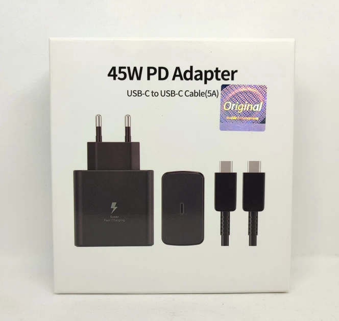 Зарядний пристрій блок для Samsung 45W PD чорний / швидка зарядка + кабель Type-C to Type-C 5A - изображение 5