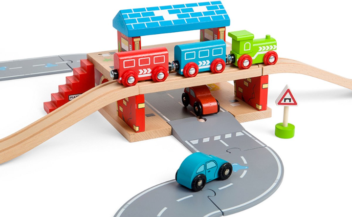 Drewniany zestaw Bigjigs Rail Nadziemna stacja z torem 5 elementów (0691621092378) - obraz 5