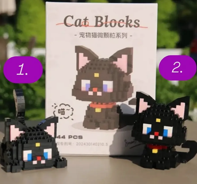 Конструктор 3D фигурка Котик "Марсик" чорний кот в 2-х позах мини блоки Cat bloks 344 детали (SVS) - изображение 3